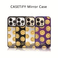 Casetify X Be Happy by Katies เคสโทรศัพท์มือถือแบบกระจกแข็ง ลายโลโก้แกะสลักด้านข้าง สําหรับ IPhone 12 13 14 Pro Max