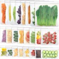 【CC】 Reusable Food Storage BagsClear BPA Flat Freezer BagsPEVA Leakproof for Meat Fruit Veggies Snacks