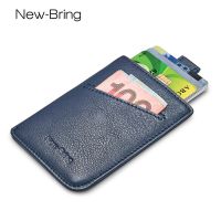 【Layor shop】 NewBring Slim Leather Wallet Men Credit Card Amp; ID Holders Compact Mini Purse Cash Women Card Holder Sleeve Purse Blue Black