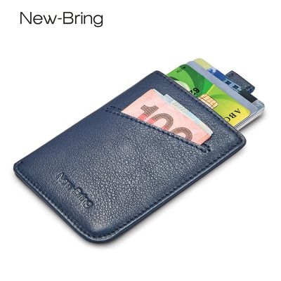 （Layor wallet）  NewBring Slim Leather Wallet Men Credit Card Amp; ID Holders Compact Mini Purse Cash Women Card Holder Sleeve Purse Blue Black