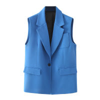 New  Women Simply Solid Color Sleeveless Vest Jacket Office Ladies Wear Casual Slim Suit WaistCoat Pocket Outwear Tops CT703