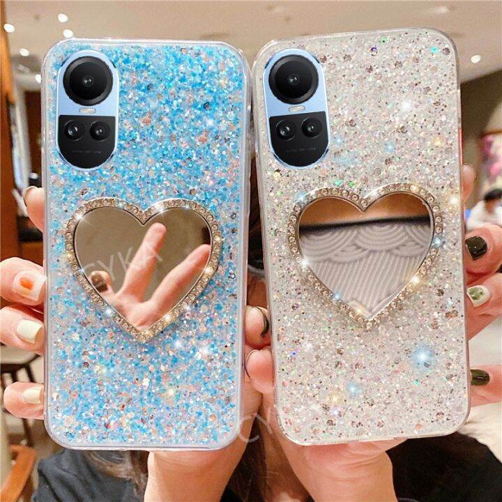 ด้วยเคสโทรศัพท์กระจก-oppo-reno10-pro-10pro-5g-reno-10-5g-เคสนิ่มแฟชั่นแวววาวเงางาม-opporeno10-5g