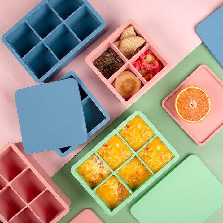 Cup Silicone Freezing Tray With Lid Soup Freezer Molds Container Freeze
