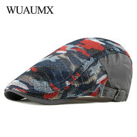 Wuaumx Unisex Summer Berets Hat Men Women Breathable Mesh Sun Visors Camouflage Beret Caps Net Herringbone Flat Cap Boina hombre