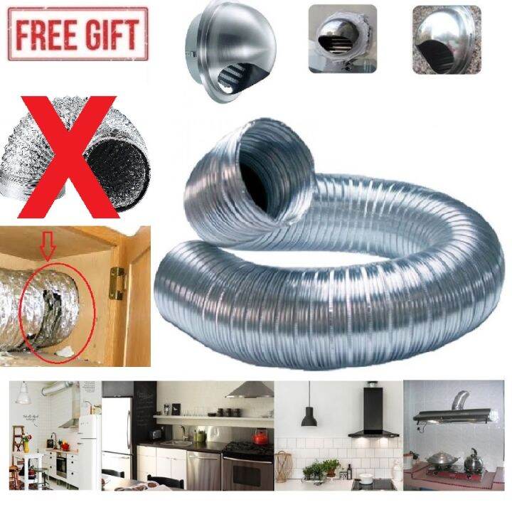 ( Free Cap) Hood Aluminum Ducting Hose 4" / 6" / 7"' and Flexible