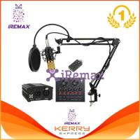 iRemax BM800 พร้อมอุปกรณ์ห้องอัดครบเซ็ต ไมค์อัดเสียง ขาตั้งไมค์ Mic Pop Filter Phantom 48V USB Sound V8 Audio Card และสาย XLR