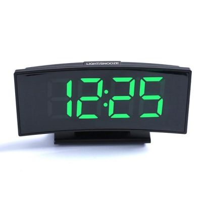 Led เดสก์ทอปนาฬิกาปลุกอิเล็กทรอนิกส์จอแสดงผลขนาดใหญ่เลื่อนดูกลางคืนนาฬิกาดิจิตอลรูปโค้ง