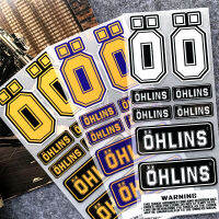 ÖHLINS OHLINS ดัดแปลงสไตล์การแข่งรถมอเตอร์ไซค์สติ๊กเกอร์รูปลอกกันน้ำตกแต่งสะท้อนแสงตัวหน่วงการสั่นสะเทือน