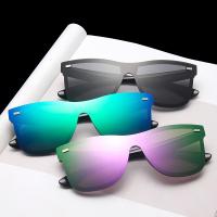 European American Conjoined Piece Sunglasses Frameless Colorful Reflective Windshield Mens Large Frame