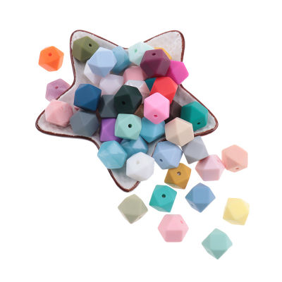 100PCS ลูกปัดซิลิโคนเด็ก14มม. hexagon Chewable ลูกปัดซิลิโคน DIY teething สร้อยคอ Baby Teether สำหรับลูกปัดเกรด BPA Frees