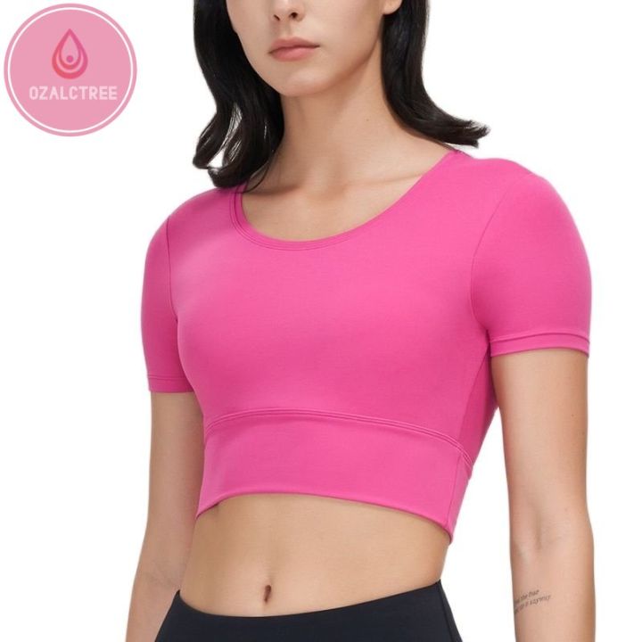 Sexy Long Sleeve Yoga Shirts Built In Bra Women Slim Fit Workout