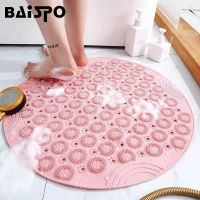 BAISPO Bathroom Anti-Slip Mat PVC Safety Shower Foot Massage Floor Mat with Drain Hole Foot Mat Home Bathroom Accessories Set