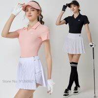 Blktee สาวฤดูร้อน V คอกีฬาเสื้อแขนสั้น Quick-Dry Golf เสื้อยืดผู้หญิง Anti-Light กระโปรงกอล์ฟ Slim Elegant Culotte ชุด