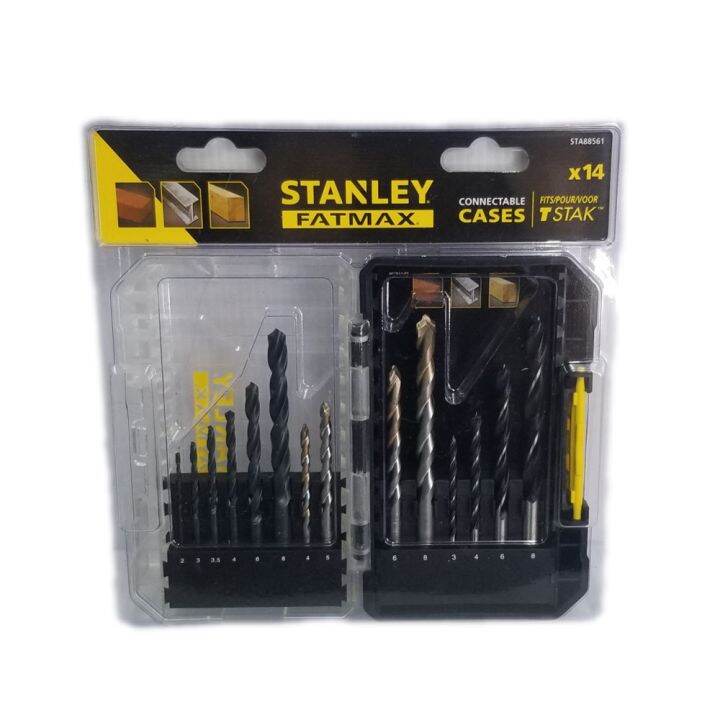 stanley-ชุดดอกสว่าน-14-ชิ้น-sta88561-xj-14-pcs-masonry-metal-wood-set