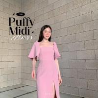 ’ Puffy Dress’ - เดรสคอเหลี่ยมเเขนพอง เดรสผ่าหน้า เดรสออกงาน ชุดไปงานเเต่ง เดรสทำงาน เดรสเข้ารูป เดรสคลุมเข่า RTW.K