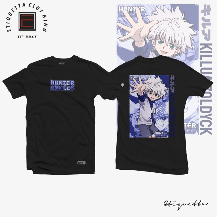 Hunter X Hunter in Kanji Characters with Gon, Killua, Kurapika and Leorio  Mens and Womens Short Sleeve T-Shirt (White, S-XXL) 