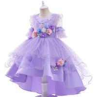 Girls dress 2-10Y  three-dimensional flower tutu skirt mesh princess dress trailing dress dress birthday party dress girl dress  by Hs2023