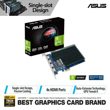 ASUS NVIDIA GeForce GT 710 Graphics Card (PCIe 2.0, 2GB DDR3 Memory,  Passive Cooling, Auto-Extreme Technology, GPU Tweak III)