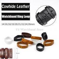 № 2 pcs Cowhide สายหนังแหวน Watchband Keeper Loop 14 16 18 19 20 21 22 24 26 มม. หนังนาฬิกาสร้อยข้อมือผู้ถือ