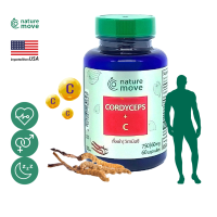 เนเจอร์มูฟ ถั่งเช่า 750 mg + วิตามินซี x 60 เม็ด คอดี วิตามินซี NATURE MOVE Cordyceps + C /กินร่วมกับ แอสต้าแซนทีน ถังเช่า คอดี้ น้ำมันปลา โอเมก้า 3 กระเทียมสกัด กรีนที กิงโกะแปะก๊วย อาร์จินีน พิคโนจินอล ขมิ้นชัน