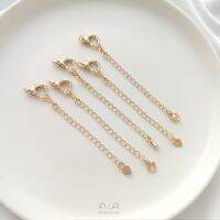 คล้องกุ้งก้ามกรามหัวใจชุบทอง14 K สายโซ่ที่ขยายที่แขวนหัวใจกำไล Diy ปลายสร้อยคอลูกปัดรักโซ่ที่ยาวขึ้น-L2