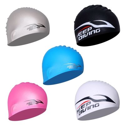 【CW】 Elastic Silicone Swim Cap for Adults or Short Hair Ergonomic Design Pool Hat