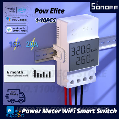 1-10PCS SONOFF POW Elite Wifi Switch With Power Monitor 16A/20A LCD Screen e-WeLink APP Wireless Controll Smart Home Automation