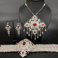 【จัดส่งทันที】Thai jewelry เครื่องประดับไทย ชุดเครื่องประดับเจ้าสาว ทับทิมชุดสูทสีเงิน พร้อมส่ง