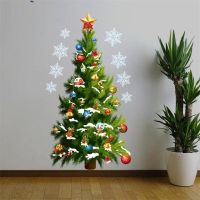 Vivid Christmas Tree Snowflakes Wall Stickers For Store Home Decoration Xmas Festival Mural Art Diy Window Decal Pvc Poster