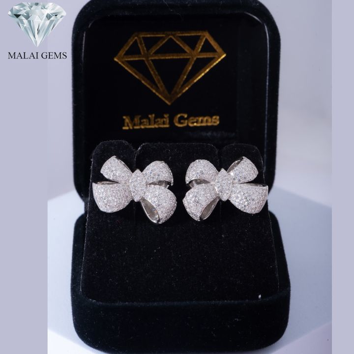 malai-gems-ต่างหูเพชร-เงินแท้-silver-925-เพชรสวิส-cz-เคลือบทองคำขาว-รุ่น-155-vw004e-แถมกล่อง-ต่างหูcz-ต่างหูเงินแท้