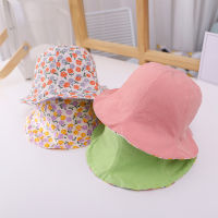 Toddler Sun Hat Newborn Boys Girls Double Side Solid Color Floral Bucket Hats Baby UV Protection Panama Caps Beach Hat New