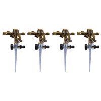 4X 360 Degree Rotary Irrigation Sprayer Sprinkler for Lawn Garden Yard Golf Grass Metal Impulse Spike Hose Water Sprayer