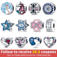 Fit pandora 925 original bracelet for women 925 sterling silver color zircon heart round shape pendant charm beads 2022 new in