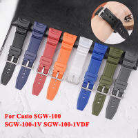 ซิลิโคนนาฬิกาวงอุปกรณ์เสริมสำหรับ Casio SGW-100 SGW-100-1V SGW-100-1VDF สร้อยข้อมือยางกันน้ำกีฬาเปลี่ยนวง