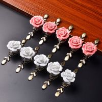 [HOT NNQJKYIYWHG 512] 5Pcs Rose ดอกไม้สีชมพู/สีขาวเซรามิคฐานประตูจับตู้ครัวตู้เสื้อผ้าลิ้นชักเฟอร์นิเจอร์ดึงลูกบิดขนาดใหญ่/ขนาดเล็ก