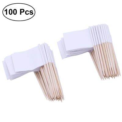 Pack Of 100 Racing Flag Toothpicks Flag Picks Cocktail Appetizer Toothpicks Fruit Sticks For Cocktail Party Accessory - White