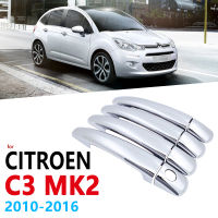 Chrome Handle Cover Trim For Citroen C3 Mk2 2010~2016 4-Door Car Accessories Stickers Styling 2009 2010 2011 2012 2013 2014 2015