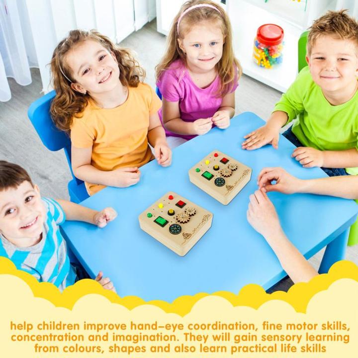 montessori-บอร์ดสำหรับเด็กหัดเดิน-กระดานไฟ-led-ของเล่นเพื่อการเรียนรู้ที่ทำจากไม้ประสาทสัมผัสแบบพกพากระดานไม่ว่างสำหรับเด็กวัยหัดเดินมีไฟแผงไฟฟ้าไฟ-led-ทางการศึกษาสวิตช์ไม่ว่าง