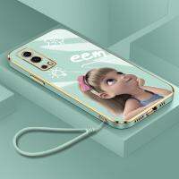 เคสลายเจ้าหญิงน่ารักสำหรับ Vivo V2041เคส V2120 V2111 V2134ลายการ์ตูนน่ารักสำหรับเด็กผู้หญิงเคสซิลิโคนนิ่มชุบโลหะหรูหราสายคล้องแบบมีเคส