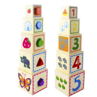 Wooden stacked boxes of sensory toys children Montessori digital shape cognitive matching educational toys for boys and girls