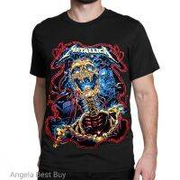 ใหม่ METALLICA "SKULL N BLUE LIGHTNING" ไม้สีดำnts 100 เสื้อยืดผ้าฝ้ายคุณภาพสูง