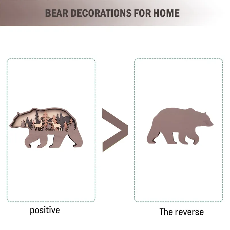 Bear and Deer Wall Decoration, Bear Decorations for Home, Bear Art ...