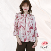 ITOKIN เสื้อเบลาส์ลายหินอ่อน คอกลมจับจีบ W5B104