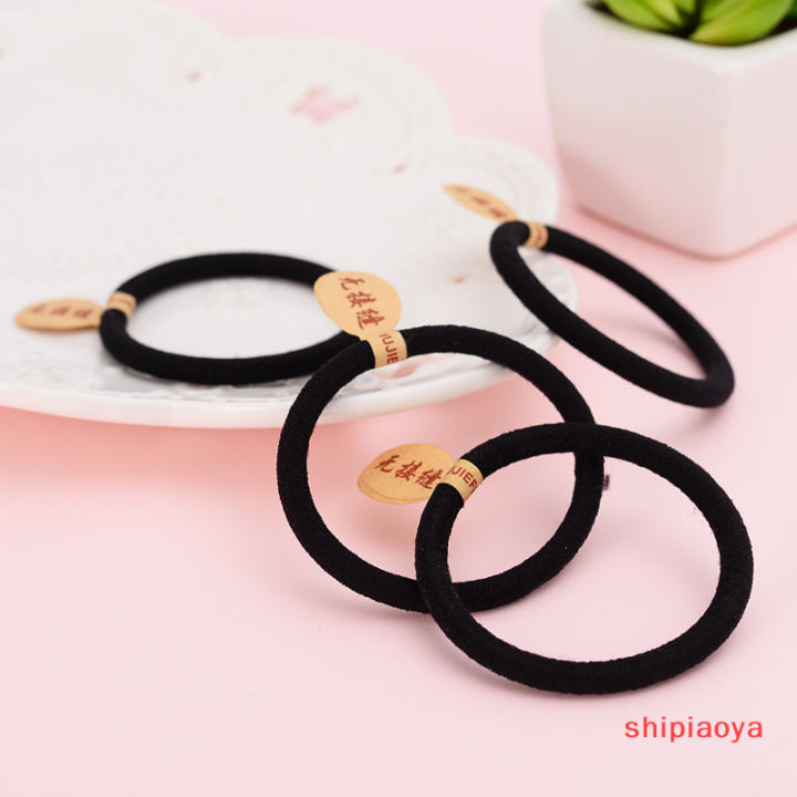 shipiaoya-10ชิ้นแบบเรียบง่ายยางรัดยืดหยุ่นสูงเครื่องประดับผมยางรัดแบบหนาสีดำไร้รอยต่อยางรัดผมยางรัดผมสำหรับผู้ใหญ่