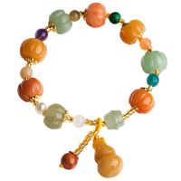 Natural Jade Jewelry Exclusive Handcrafted Bracelet Hand-Woven Pumpkin Bracelet Natural Dongling Jade Bracelet Genuine Topaz Bracelet