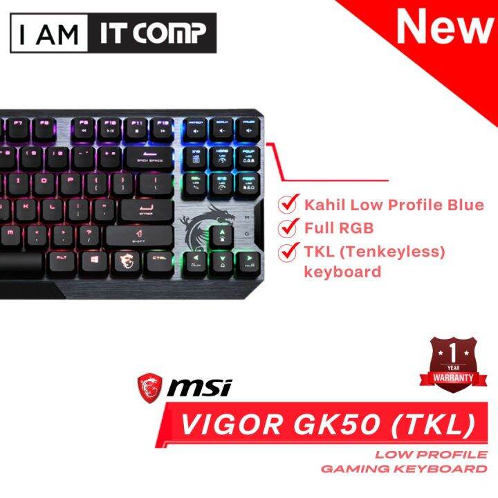 MSI VIGOR GK50 Low Profile TKL Gaming Keyboard (87 Keys) | Lazada