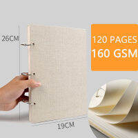 Kraft notebook Thicken sketchbook, Diary B5 large size, blank 100 GSM paper, 256 pages, Art supplies