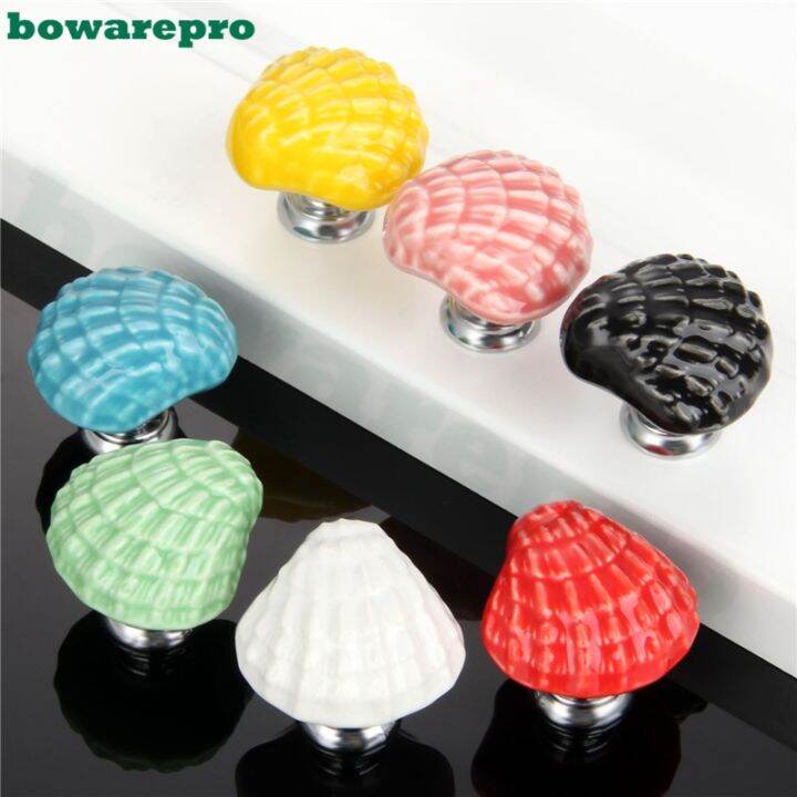 ♠ ┋ Shell Nautical Door Knobs Ceramic Handles Cupboard Drawer Furniture Cartoon