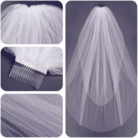 Short Soft Tulle Wedding Veils Two Layers Cut Edge Comb In Stocks Hair Accessories