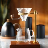 ที่หยด V60ทำจากไม้ที่ใส่ตัวกรองกาแฟแบบแห้งชุดกดสิวกระดาษกรองคาเฟ่ V60ถ้วยกรวยแก้วสำหรับมุมกาแฟ